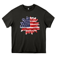 Asphalt american flag sunflower Heavy Core Tee - MaliasSmallBusiness