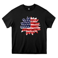 Black american flag sunflower Heavy Core Tee - MaliasSmallBusiness