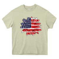 Mossy american flag sunflower Heavy Core Tee - MaliasSmallBusiness