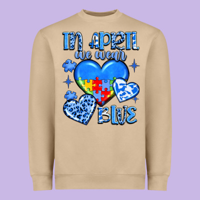 In April We Wear Blue Heavyweight Sweatshirt Designed By Jahusdesignshop