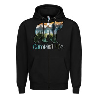 Black camping bear Zipper Hoodie - MaliasSmallBusiness