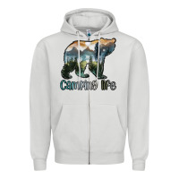 Dove Grey camping bear Zipper Hoodie - MaliasSmallBusiness