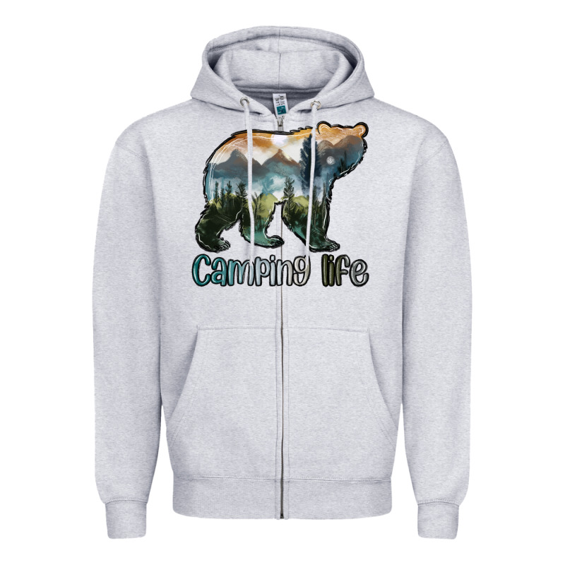 Camping Bear Zipper Hoodie by MaliasSmallBusiness | Teevron