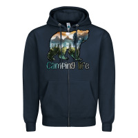 Navy camping bear Zipper Hoodie - MaliasSmallBusiness