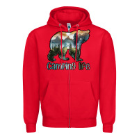 Red camping bear Zipper Hoodie - MaliasSmallBusiness