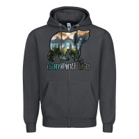 Smoke camping bear Zipper Hoodie - MaliasSmallBusiness