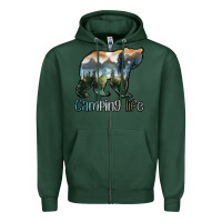 Sports Green camping bear Zipper Hoodie - MaliasSmallBusiness