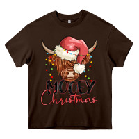 Chocolate Brown mooey christmas Heavy Core Tee - MaliasSmallBusiness
