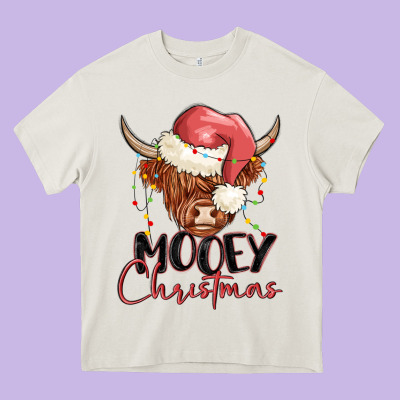 Mooey Christmas Heavy Core Tee Designed By Maliassmallbusiness