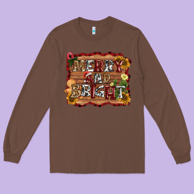 Merry And Bright Long Sleeve Tee Designed By Adodesignshop
