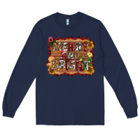 Navy merry and bright Long Sleeve Tee - AdoDesignShop