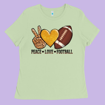 Peace Love Football Ladies Tee Designed By Adodesignshop