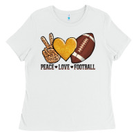 White peace love football Ladies Tee - AdoDesignShop