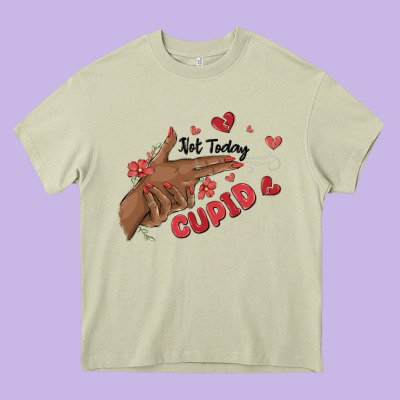 Not Today Cupid Heavy Core Tee Designed By Maliassmallbusiness
