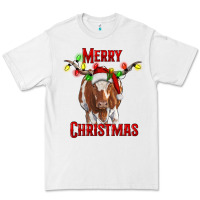 White Merry Christmas Longhorn Cow Premium Tee - RanaPortraitStore