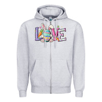 Heather Grey love easter Zipper Hoodie - MaliasSmallBusiness