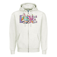 Oatmeal Heather love easter Zipper Hoodie - MaliasSmallBusiness