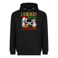 Black i paused my game for christmas Heavyweight Hoodie - MaliasSmallBusiness