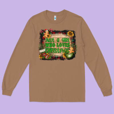 Just A Girl Who Loves Christmas Long Sleeve Tee Designed By Adodesignshop