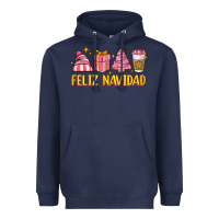 Navy feliz navidad Heavyweight Hoodie - MaliasSmallBusiness