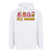 White feliz navidad Heavyweight Hoodie - MaliasSmallBusiness