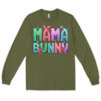 Army Green easter floral mama bunny Long Sleeve Tee - Artiststas