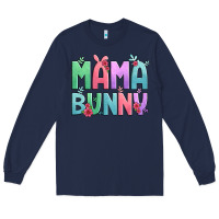 Navy easter floral mama bunny Long Sleeve Tee - Artiststas