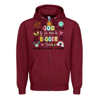 Burgundy god is so much bigger than malia Zipper Hoodie - MaliasSmallBusiness