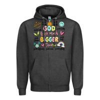 Charcoal Heather god is so much bigger than malia Zipper Hoodie - MaliasSmallBusiness