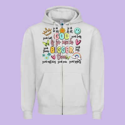 God Is So Much Bigger Than Malia Zipper Hoodie Designed By Maliassmallbusiness