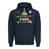 Navy god is so much bigger than malia Zipper Hoodie - MaliasSmallBusiness