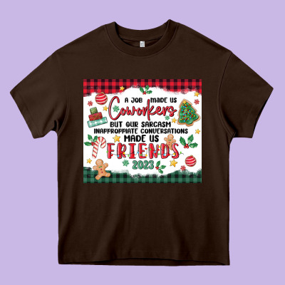 Christmas Coworkers Heavy Core Tee Designed By Maliassmallbusiness