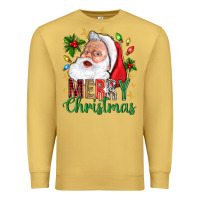 Antique Gold Merry Christmas With Santa Premium Sweatshirt - BundleAndBundleShop