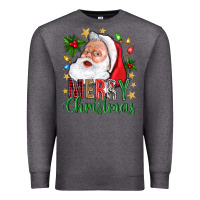 Charcoal Heather Merry Christmas With Santa Premium Sweatshirt - BundleAndBundleShop
