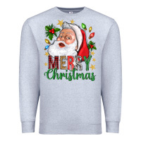 Heather Grey Merry Christmas With Santa Premium Sweatshirt - BundleAndBundleShop