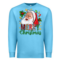 Ocean Blue Merry Christmas With Santa Premium Sweatshirt - BundleAndBundleShop
