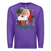 Purple Merry Christmas With Santa Premium Sweatshirt - BundleAndBundleShop