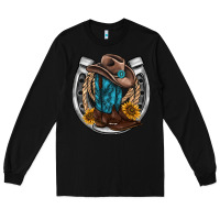 Black western horseshoe boots hat rope sunflower Long Sleeve Tee - AdoDesignShop