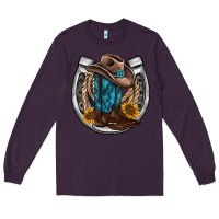 Plum western horseshoe boots hat rope sunflower Long Sleeve Tee - AdoDesignShop