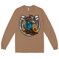 Toasted Coconut western horseshoe boots hat rope sunflower Long Sleeve Tee - AdoDesignShop