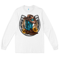 White western horseshoe boots hat rope sunflower Long Sleeve Tee - AdoDesignShop