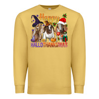 Antique Gold Happy Hallothanksmas Goats Premium Sweatshirt - BundleAndBundleShop