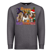 Charcoal Heather Happy Hallothanksmas Goats Premium Sweatshirt - BundleAndBundleShop