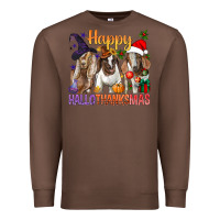 Chestnut Happy Hallothanksmas Goats Premium Sweatshirt - BundleAndBundleShop