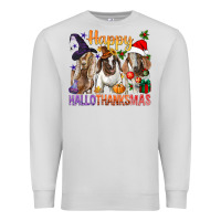 Dove Grey Happy Hallothanksmas Goats Premium Sweatshirt - BundleAndBundleShop