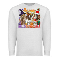 Oatmeal Heather Happy Hallothanksmas Goats Premium Sweatshirt - BundleAndBundleShop