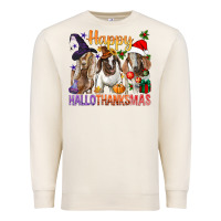 Sandshell Happy Hallothanksmas Goats Premium Sweatshirt - BundleAndBundleShop