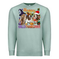 Seafoam Happy Hallothanksmas Goats Premium Sweatshirt - BundleAndBundleShop