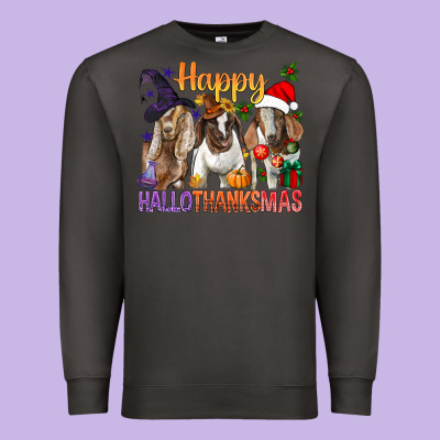 Happy Hallothanksmas Goats Premium Sweatshirt Designed By Bundleandbundleshop