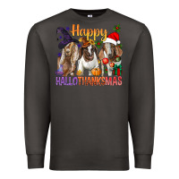 Smoke Happy Hallothanksmas Goats Premium Sweatshirt - BundleAndBundleShop